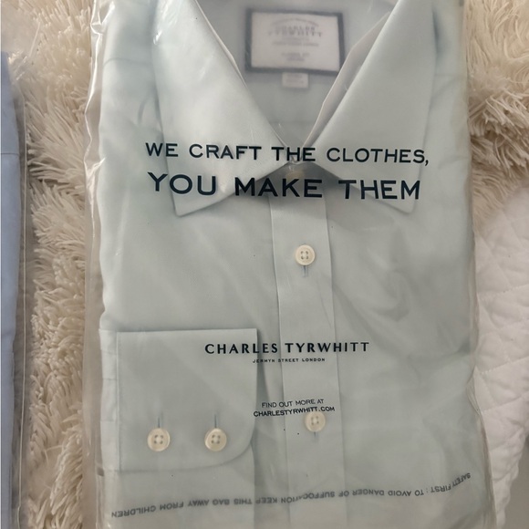Charles Tyrwhitt Sky pale green Dress Shirt 17/36 - Picture 1 of 3